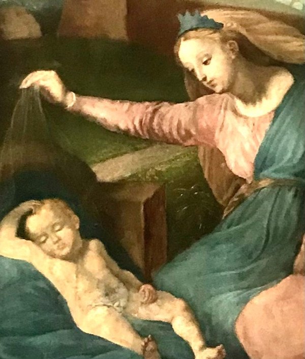 Hst painting "The Madonna with the blue diadem" after Raffaello Sanzio, known as Raphael