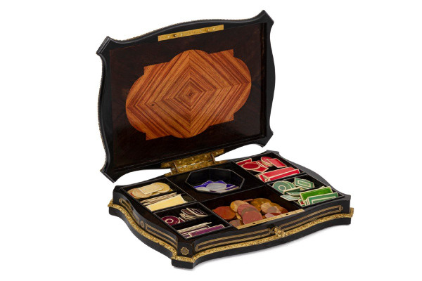 Wooden and gilded brass game box, Napoleon III period - Ls4369616