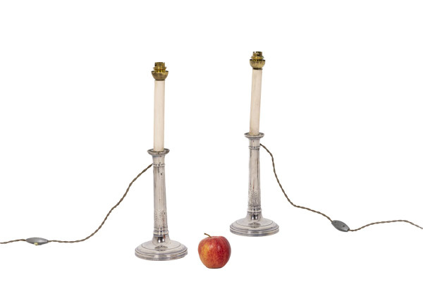 Pair Of Silvered Bronze Candlesticks, Empire Period - Ls4345521