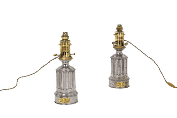 Pair Of Pewter Lamps, Circa 1880 - Ls4344621