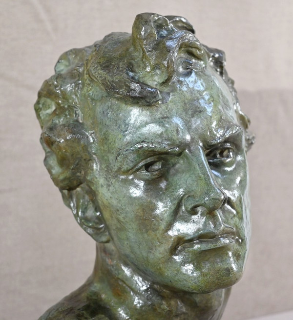 Important Bronze "Jean Mermoz", signed A.Ouline - 1st part 20th century