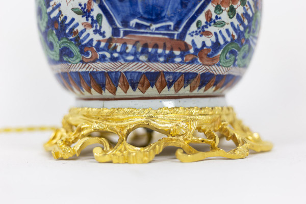 Pair Of Delft Earthenware And Gilt Bronze Lamps, Circa 1880 - LS4242671