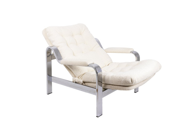 Modular Armchair In Chromed Metal, 1970s - Ls39151201