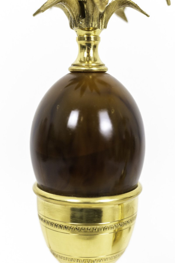 Pair Of Egg Lamps In Bakelite And Gilt Bronze, 1970s - Ls4221/4223571