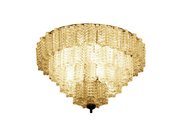 Lampadario Italiano In Vetro Parallelepipedo, Anni '60 - Ls3997701