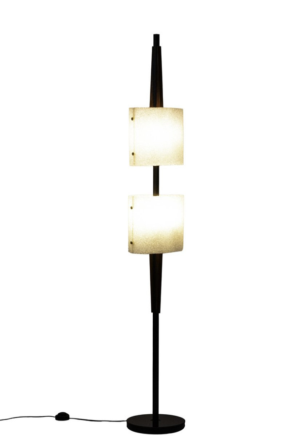 Lampada da terra in resina di granito e legno, anni '50 - Ls4213521