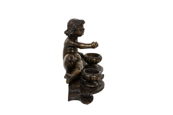 Encrier En Bois Figurant Un Enfant, XIXe Siècle - Op445151