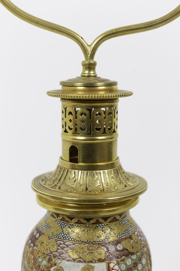 Lampe En Faïence De Satsuma Et Bronze Doré, Circa 1880 - Ls3233361