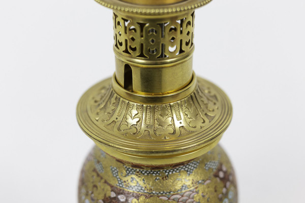 Lampe En Faïence De Satsuma Et Bronze Doré, Circa 1880 - Ls3233361