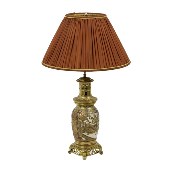 Lampe En Faïence De Satsuma Et Bronze Doré, Circa 1880 - Ls3233361