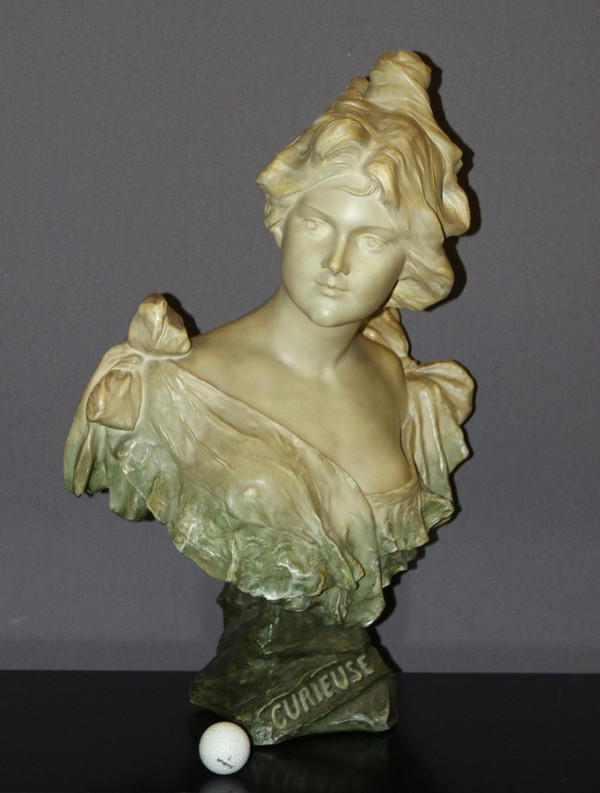 Art Nouveau Sculpture Of Young Woman Titled Curious By Madrassi