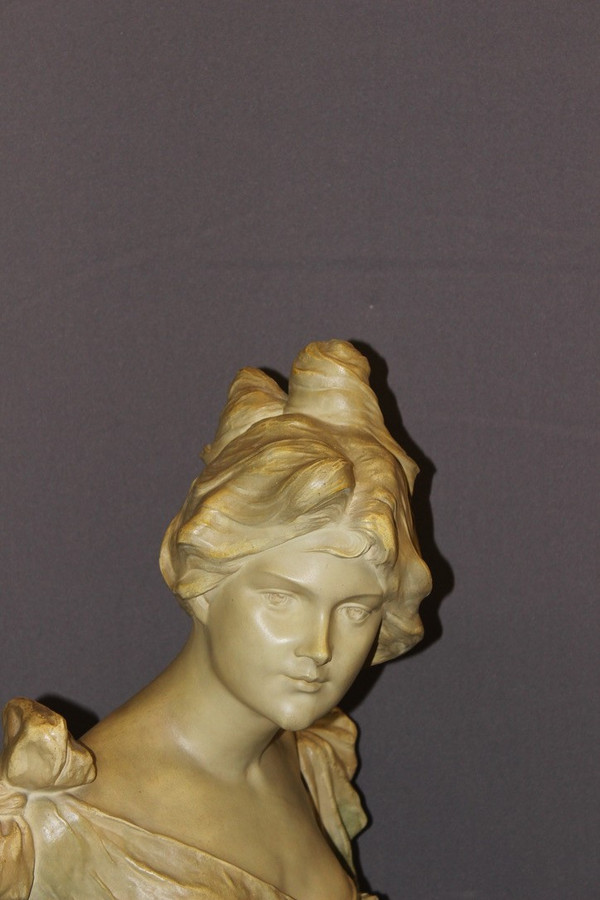 Art Nouveau Sculpture Of Young Woman Titled Curious By Madrassi