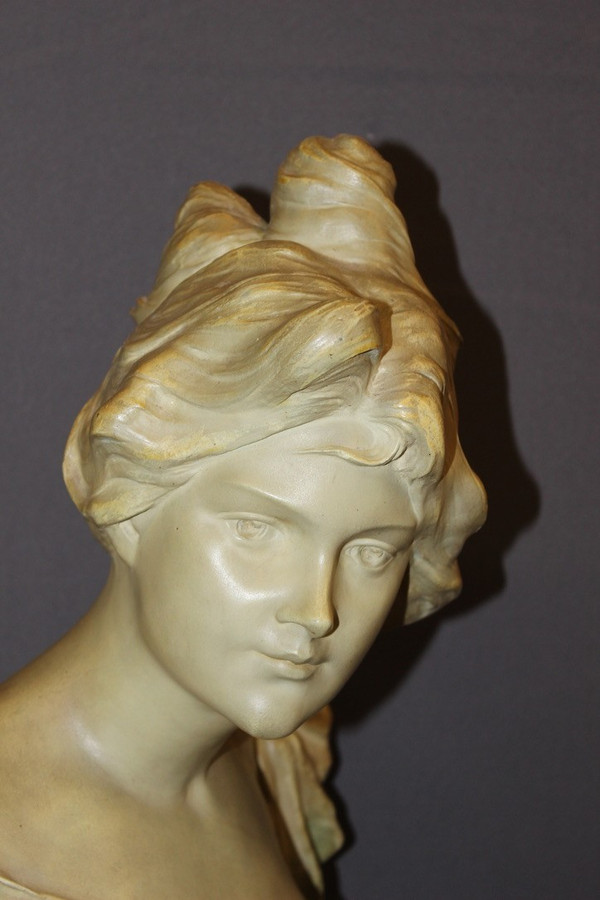 Art Nouveau Sculpture Of Young Woman Titled Curious By Madrassi