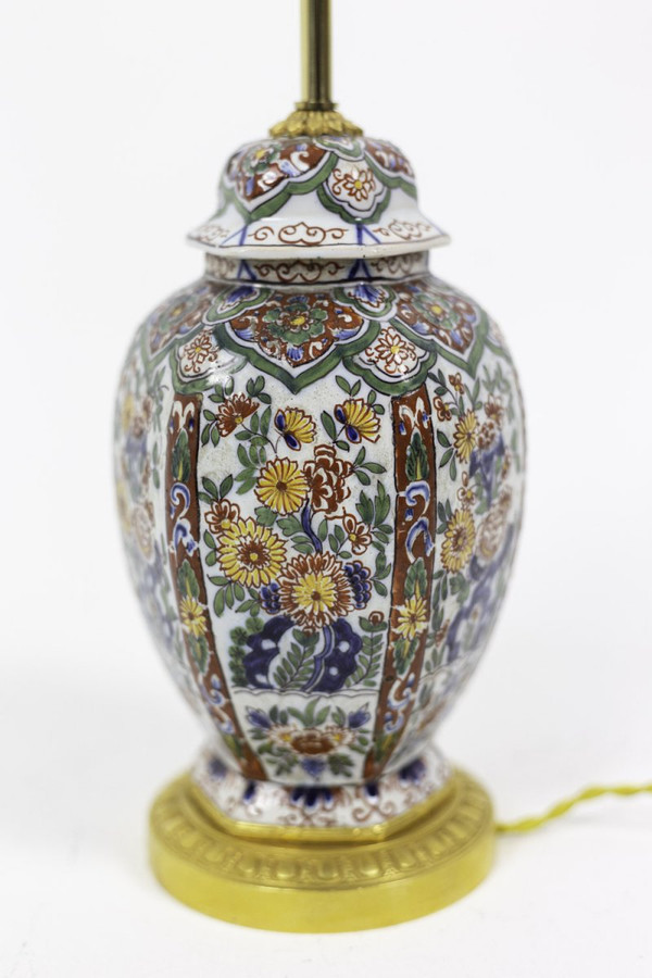 Small Delft Earthenware And Gilt Bronze Lamp, Circa 1880 - Ls2924231