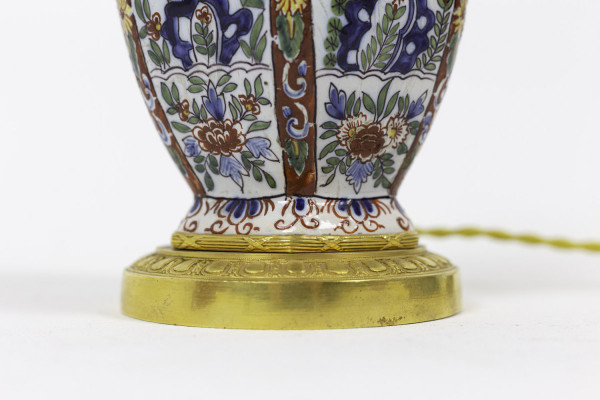 Small Delft Earthenware And Gilt Bronze Lamp, Circa 1880 - Ls2924231