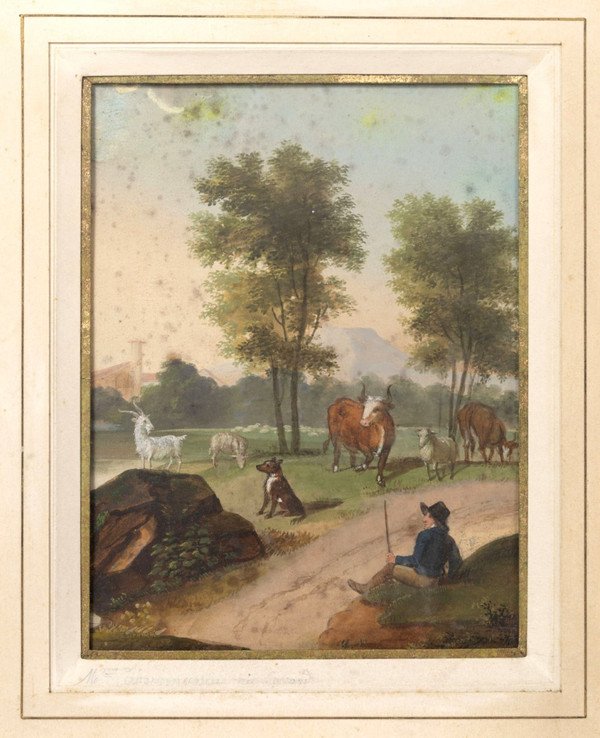 Gouache auf Papier, Pastoralszene, ca. 1880 – OP152101