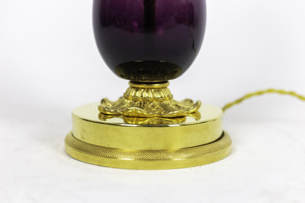 Lampe En Verre Aubergine Et Laiton Doré, Années 1970 - Ls4101261