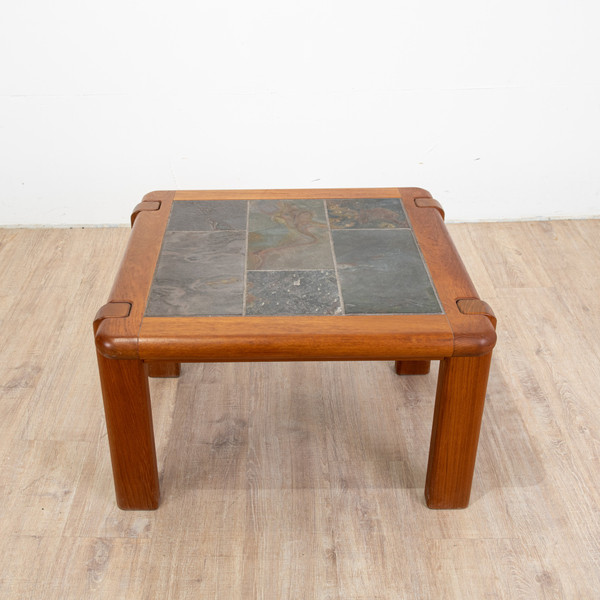 Elm and slate coffee table circa 1980