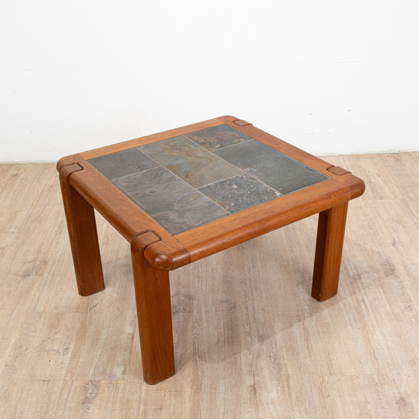 Elm and slate coffee table circa 1980