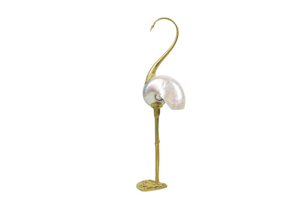 Sculpture "Oiseau", Natural Shell And Gold Brass, 1970s - Ls3108501