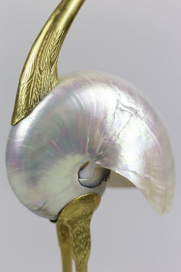 Sculpture "Oiseau", Natural Shell And Gold Brass, 1970s - Ls3108501