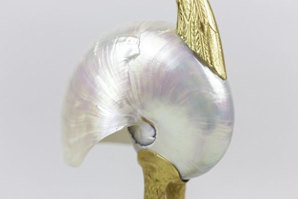 Sculpture "Oiseau", Natural Shell And Gold Brass, 1970s - Ls3108501