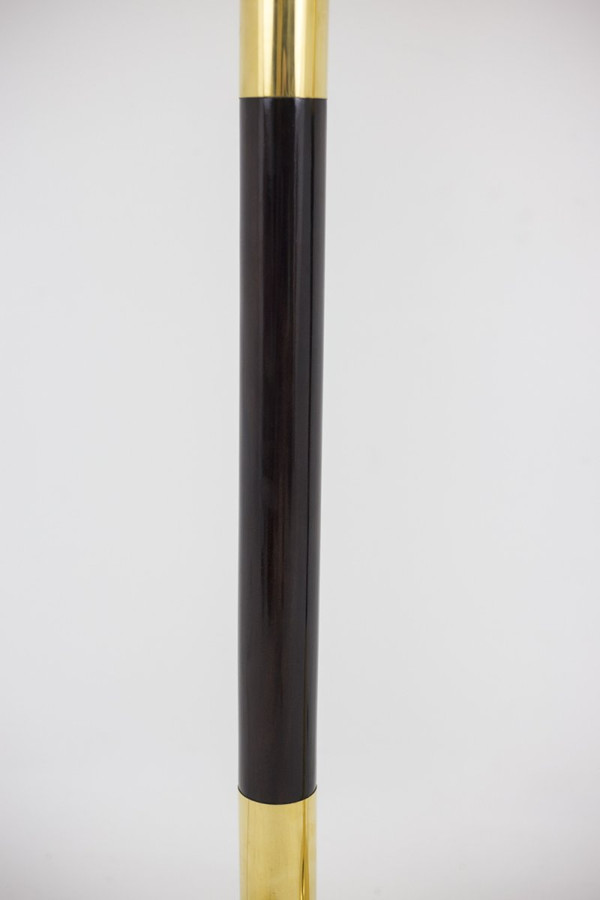 Lampadaire En Bois Et Laiton Doré, Années 1970 - Ls4168401