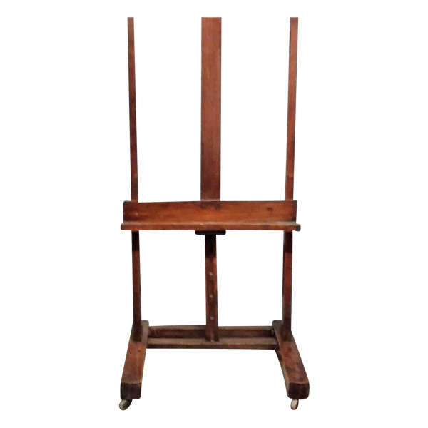 Beech easel around 1930 closed top 156 width 56 depth 54.5 cm open top 240 cm