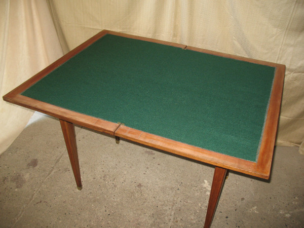 Games and system table in marquetry decorated with diamonds, 19th century, Louis XVI style