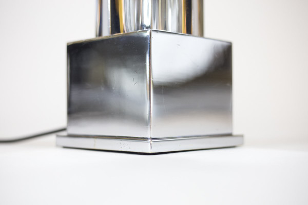 Chromed Bronze Lamp, Fluted Column, 1970's - Ls4167521