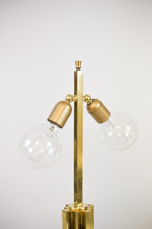 Romeo Rega, Lamp In Lucite And Golden Brass, 1970s - Ls4129721