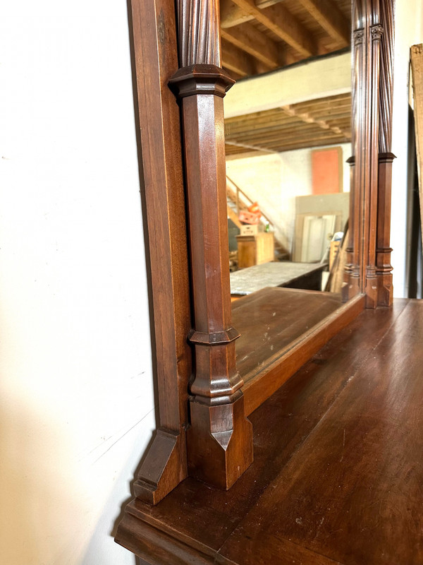 Walnut fireplace in neo gothic castle style