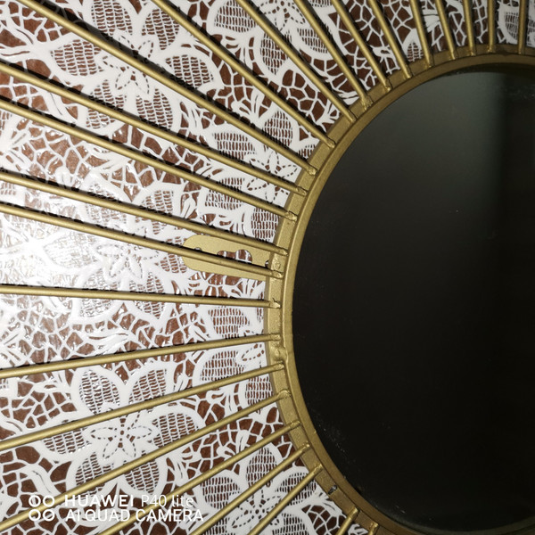 Old wall-mounted sun mirror in gilded brass in the spirit of (Chaty Vallauris)