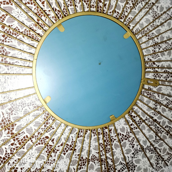 Old wall-mounted sun mirror in gilded brass in the spirit of (Chaty Vallauris)