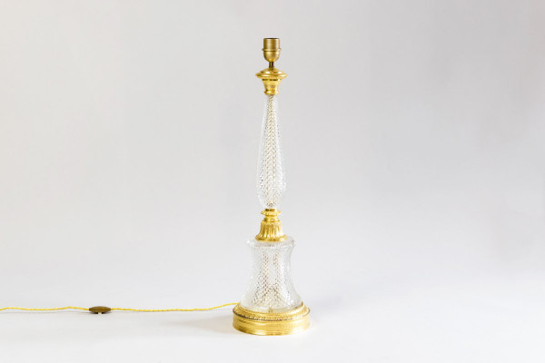 Große Lampe im Empire-Stil Aus geschliffenem Kristallglas Und Goldbronze, 1940er Jahre - LS3000411