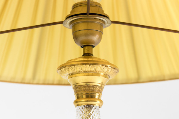 Große Lampe im Empire-Stil Aus geschliffenem Kristallglas Und Goldbronze, 1940er Jahre - LS3000411