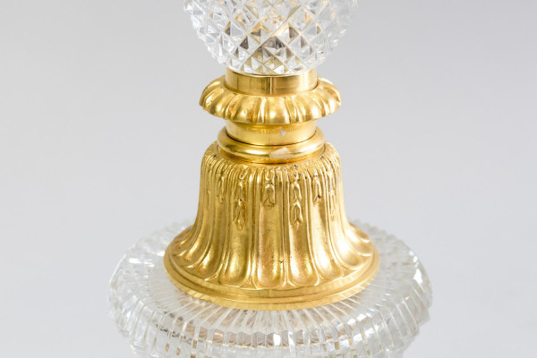 Große Lampe im Empire-Stil Aus geschliffenem Kristallglas Und Goldbronze, 1940er Jahre - LS3000411