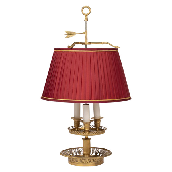 Lampada Bouillotte in stile restauro in bronzo dorato, circa 1900 - LS3054461