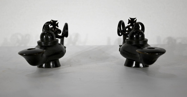 Pair of Bronze Oil Lamps – 1900