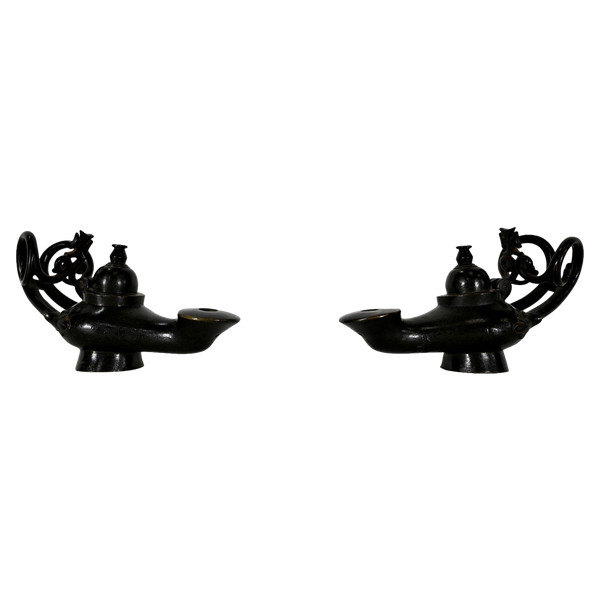 Pair of Bronze Oil Lamps – 1900