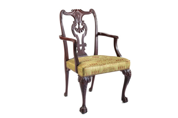 Paire De Fauteuils De Style Chippendale En Bois Laqué Rouge, Vers 1880 - LS3049B1251