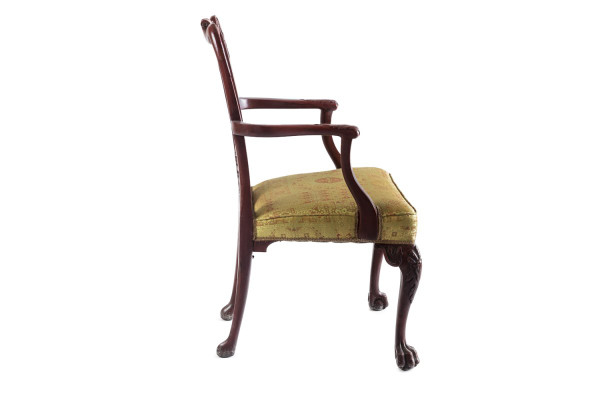 Paire De Fauteuils De Style Chippendale En Bois Laqué Rouge, Vers 1880 - LS3049B1251