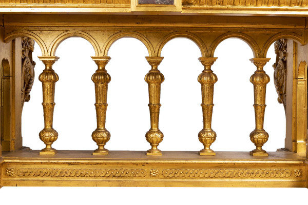 Renaissance Style Gilded Wood And Marble Table, 19th Century - LS26383501