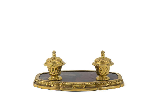 Inkwell In Gilt Bronze And Chinese Lacquer, Late 19th Century - LS50701