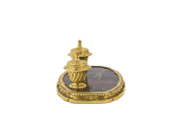 Inkwell In Gilt Bronze And Chinese Lacquer, Late 19th Century - LS50701