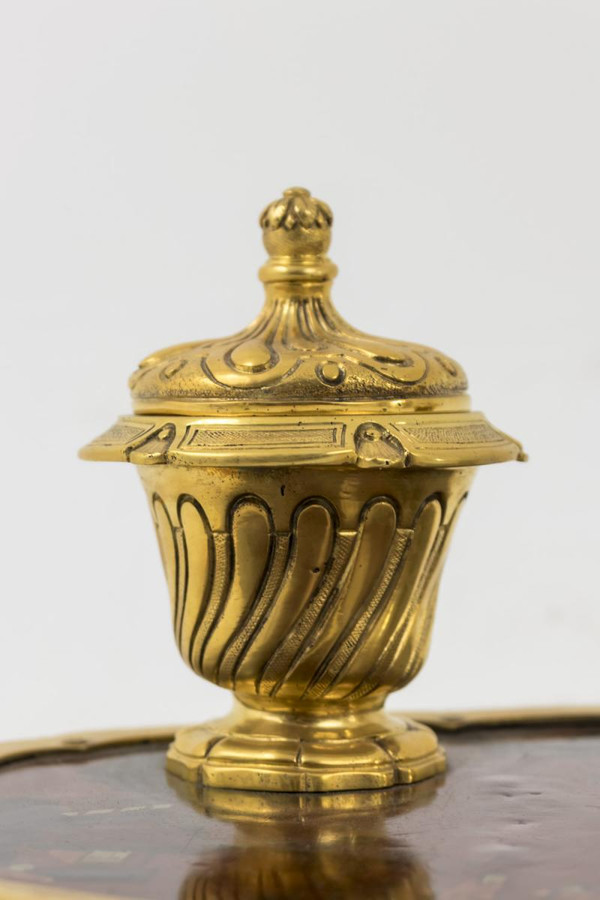 Inkwell In Gilt Bronze And Chinese Lacquer, Late 19th Century - LS50701