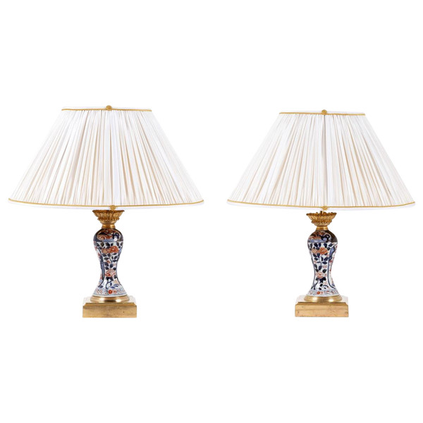 Pair of porcelain lamps with Imari decoration, late 19th century - LS3920701