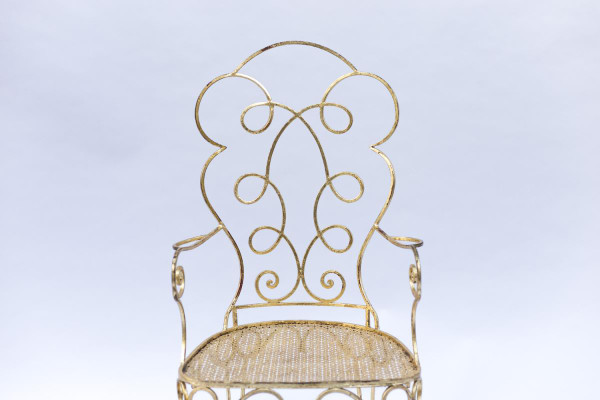 Pair Of Wrought Iron And Gilded Armchairs, Circa 1990 - LS38731551