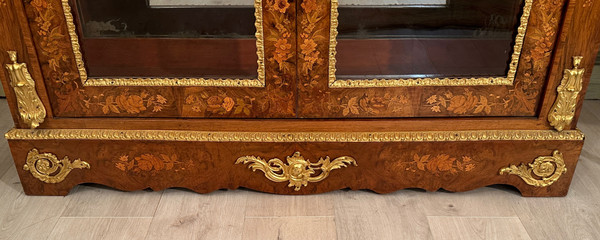 Louis XIV Style Marquetry Showcase Around 1870