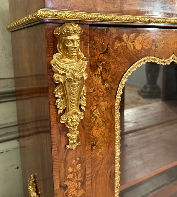 Louis XIV Style Marquetry Showcase Around 1870